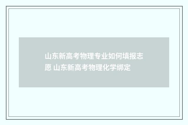 山东新高考物理专业如何填报志愿 山东新高考物理化学绑定