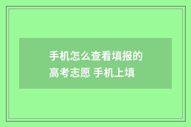 手机怎么查看填报的高考志愿 手机上填