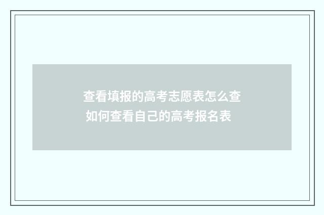 查看填报的高考志愿表怎么查 如何查看自己的高考报名表