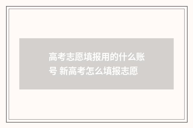 高考志愿填报用的什么账号 新高考怎么填报志愿