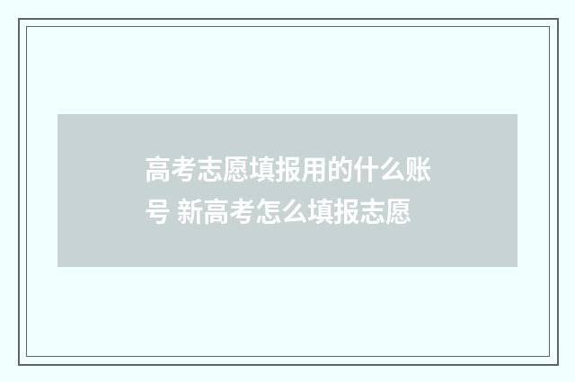 高考志愿填报用的什么账号 新高考怎么填报志愿