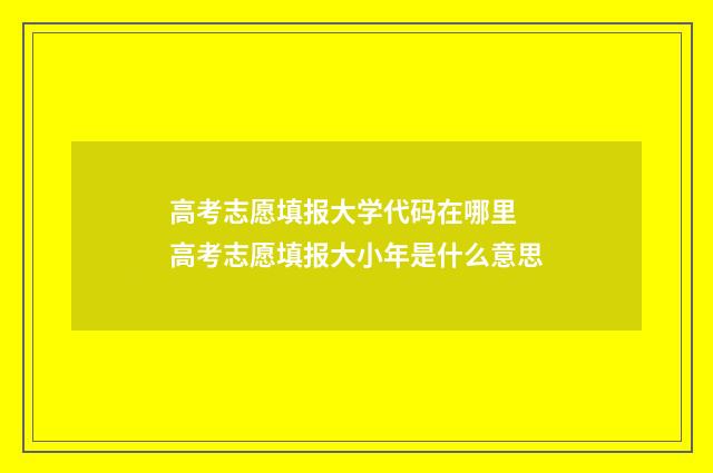 高考志愿填报大学代码在哪里 高考志愿填报大小年是什么意思