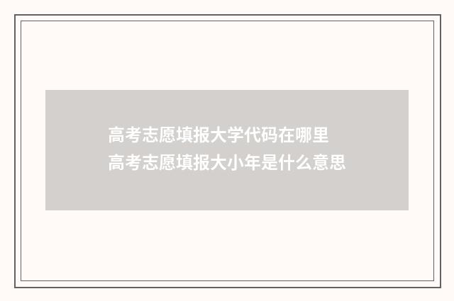 高考志愿填报大学代码在哪里 高考志愿填报大小年是什么意思