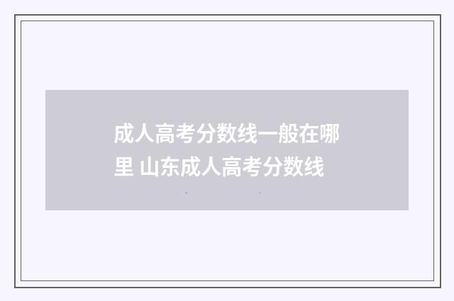 成人高考分数线一般在哪里 山东成人高考分数线