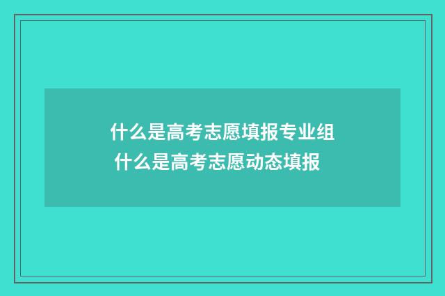 什么是高考志愿填报专业组 什么是高考志愿动态填报