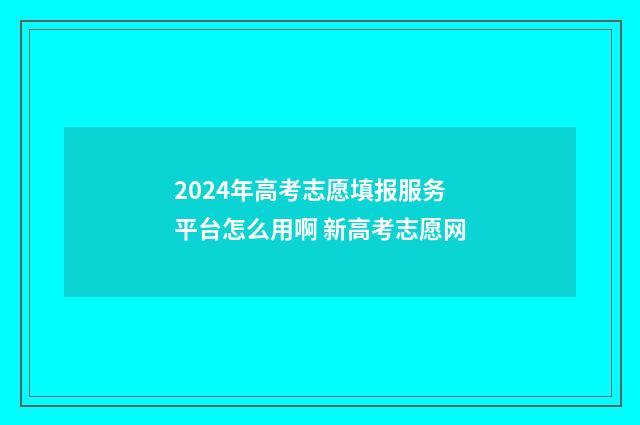 2024年高考志愿填报服务平台怎么用啊 新高考志愿网