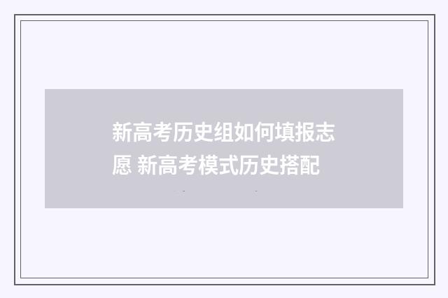 新高考历史组如何填报志愿 新高考模式历史搭配