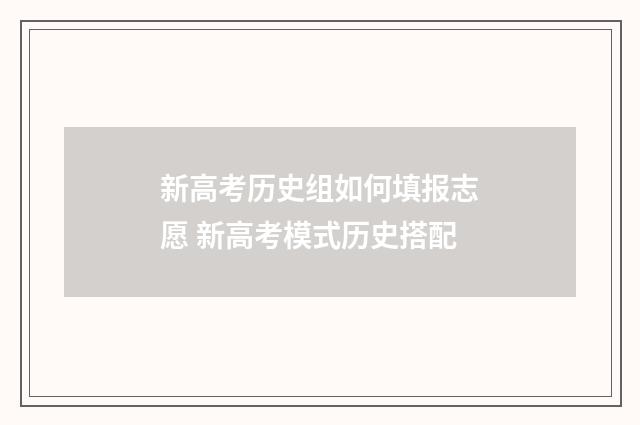 新高考历史组如何填报志愿 新高考模式历史搭配