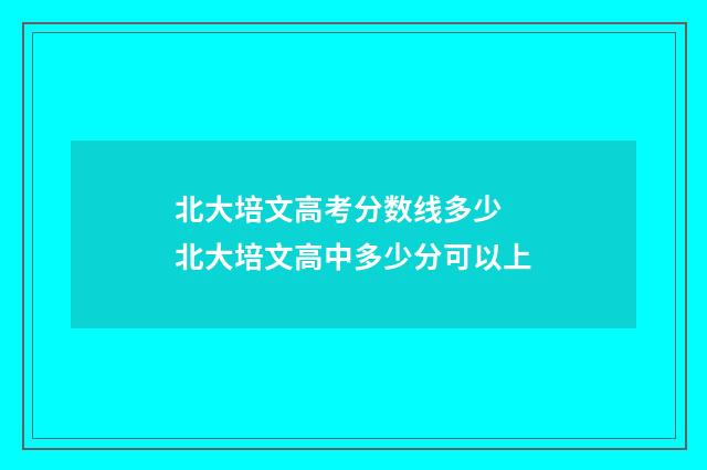 北大培文高考分数线多少 北大培文高中多少分可以上
