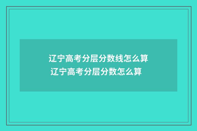 辽宁高考分层分数线怎么算 辽宁高考分层分数怎么算