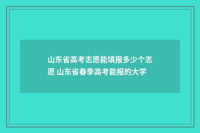 山东省高考志愿能填报多少个志愿 山东省春季高考能报的大学