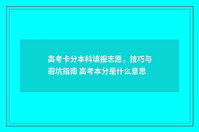 高考卡分本科填报志愿，技巧与避坑指南 高考本分是什么意思