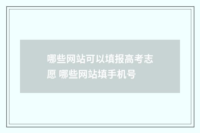 哪些网站可以填报高考志愿 哪些网站填手机号
