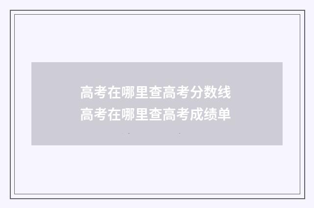 高考在哪里查高考分数线 高考在哪里查高考成绩单
