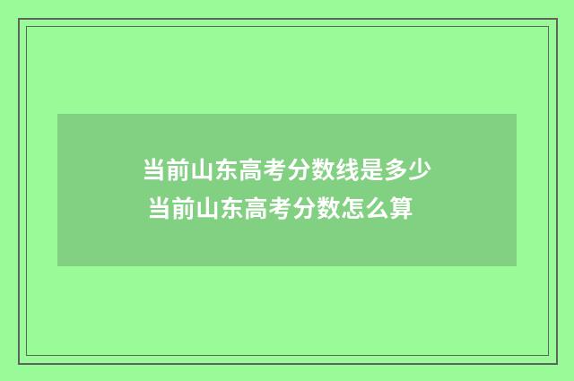 当前山东高考分数线是多少 当前山东高考分数怎么算