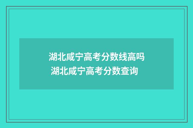 湖北咸宁高考分数线高吗 湖北咸宁高考分数查询