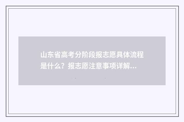 山东省高考分阶段报志愿具体流程是什么？报志愿注意事项详解 山东高考分数划分