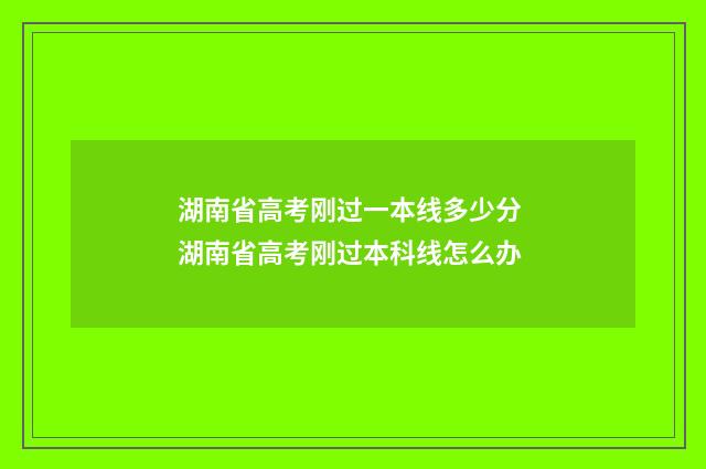 湖南省高考刚过一本线多少分 湖南省高考刚过本科线怎么办