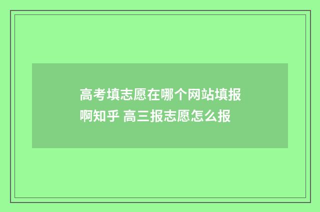 高考填志愿在哪个网站填报啊知乎 高三报志愿怎么报
