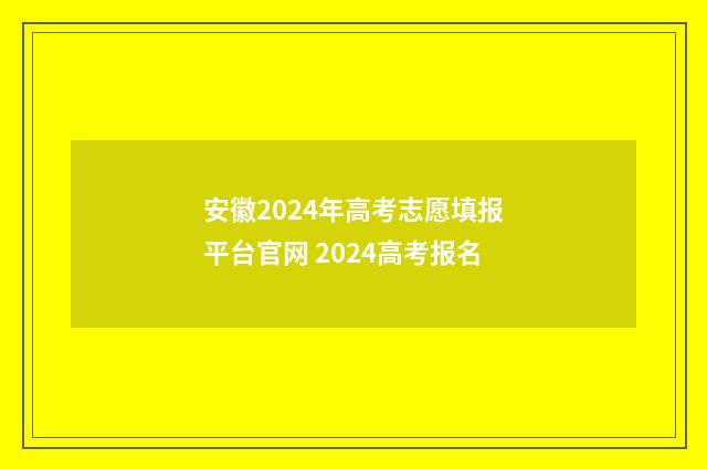 安徽2024年高考志愿填报平台官网 2024高考报名