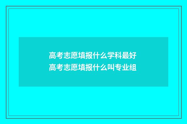 高考志愿填报什么学科最好 高考志愿填报什么叫专业组