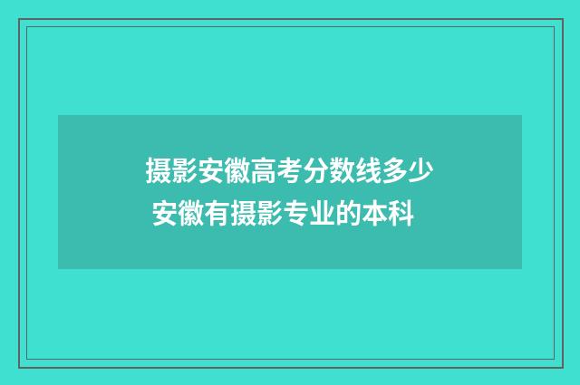 摄影安徽高考分数线多少 安徽有摄影专业的本科