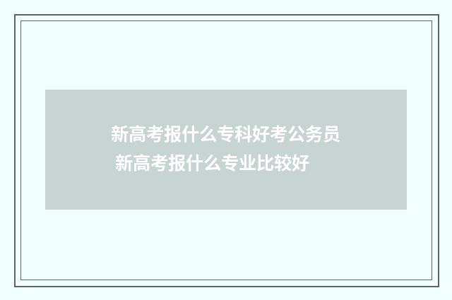 新高考报什么专科好考公务员 新高考报什么专业比较好