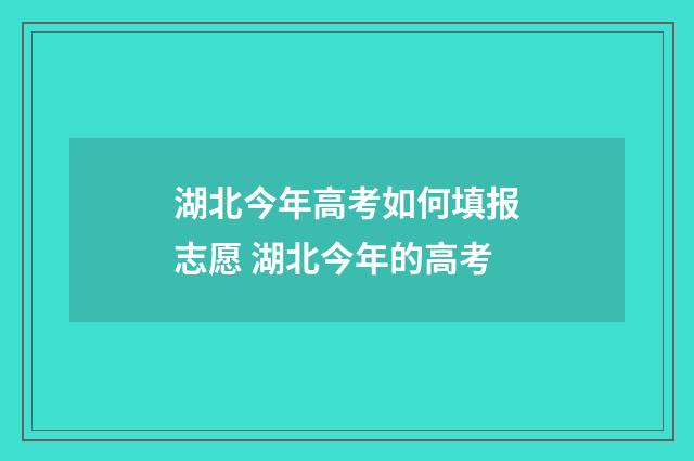 湖北今年高考如何填报志愿 湖北今年的高考
