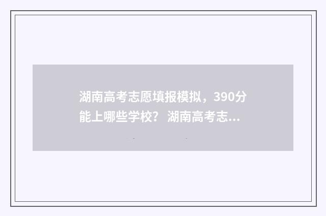 湖南高考志愿填报模拟，390分能上哪些学校？ 湖南高考志愿填报表