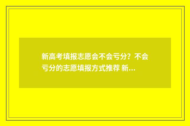 新高考填报志愿会不会亏分？不会亏分的志愿填报方式推荐 新高考填报志愿表格模板