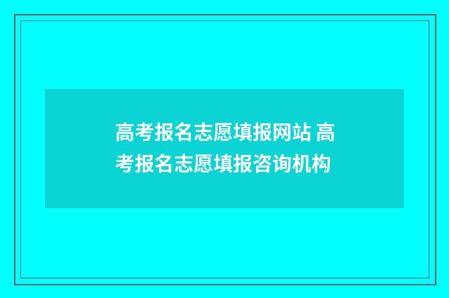 高考报名志愿填报网站 高考报名志愿填报咨询机构