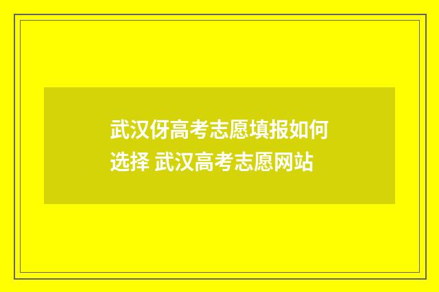 武汉伢高考志愿填报如何选择 武汉高考志愿网站