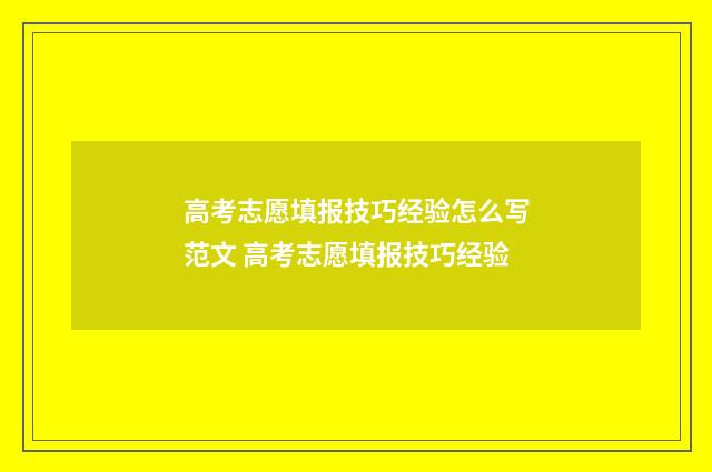 高考志愿填报技巧经验怎么写范文 高考志愿填报技巧经验