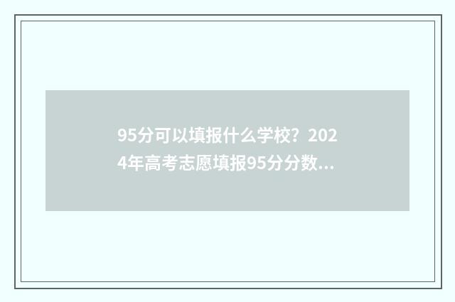95分可以填报什么学校？2024年高考志愿填报95分分数段报考院校表 95分以上的成绩