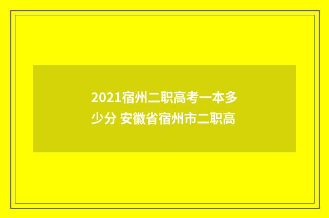 2021宿州二职高考一本多少分 安徽省宿州市二职高