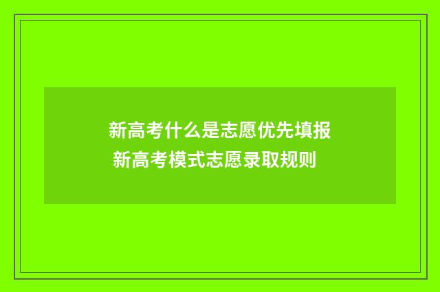 新高考什么是志愿优先填报 新高考模式志愿录取规则