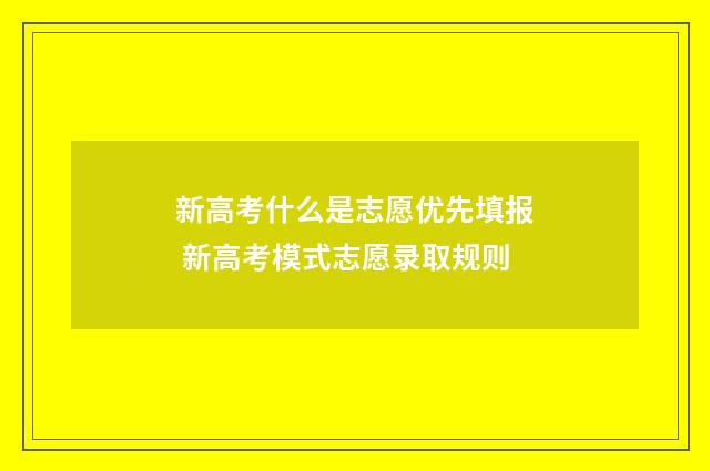 新高考什么是志愿优先填报 新高考模式志愿录取规则