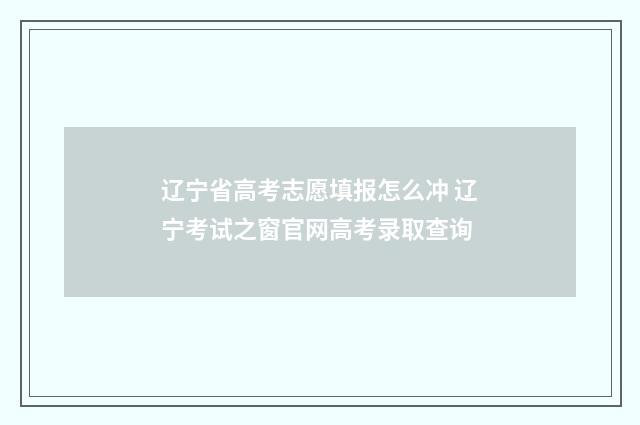 辽宁省高考志愿填报怎么冲 辽宁考试之窗官网高考录取查询