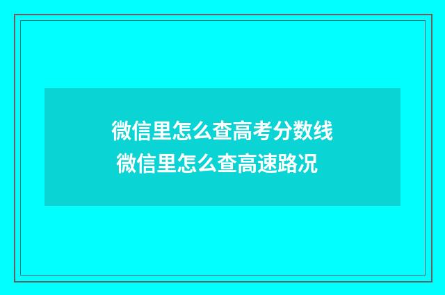 微信里怎么查高考分数线 微信里怎么查高速路况