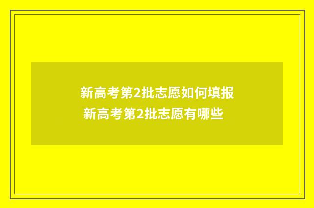 新高考第2批志愿如何填报 新高考第2批志愿有哪些