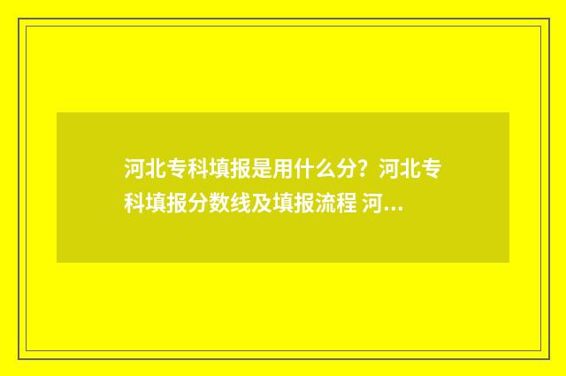 河北专科填报是用什么分？河北专科填报分数线及填报流程 河北专科报考志愿怎么填报