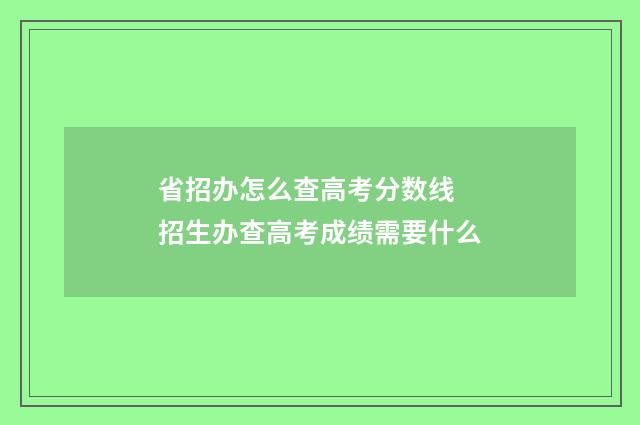 省招办怎么查高考分数线 招生办查高考成绩需要什么