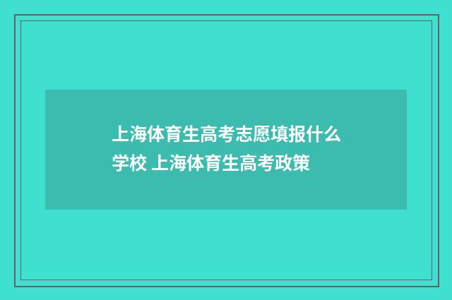 上海体育生高考志愿填报什么学校 上海体育生高考政策