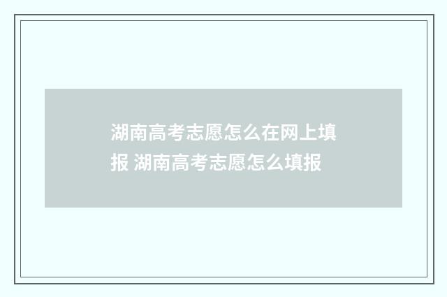 湖南高考志愿怎么在网上填报 湖南高考志愿怎么填报