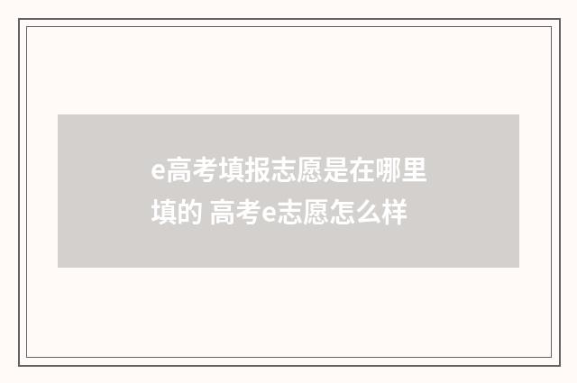 e高考填报志愿是在哪里填的 高考e志愿怎么样
