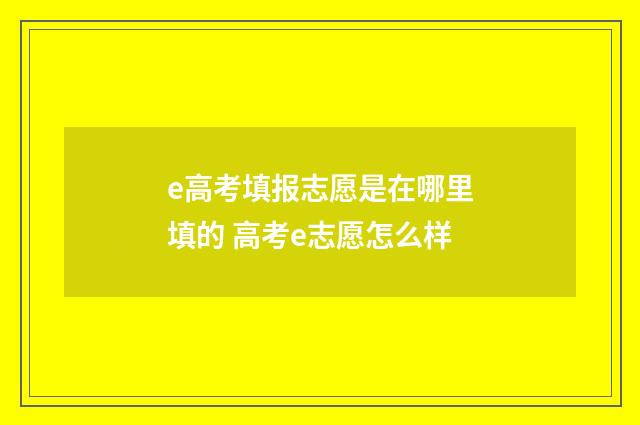 e高考填报志愿是在哪里填的 高考e志愿怎么样
