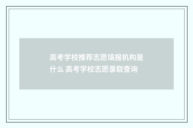 高考学校推荐志愿填报机构是什么 高考学校志愿录取查询
