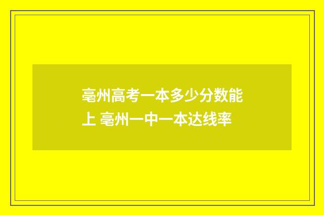 亳州高考一本多少分数能上 亳州一中一本达线率