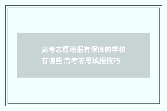 高考志愿填报有保底的学校有哪些 高考志愿填报技巧