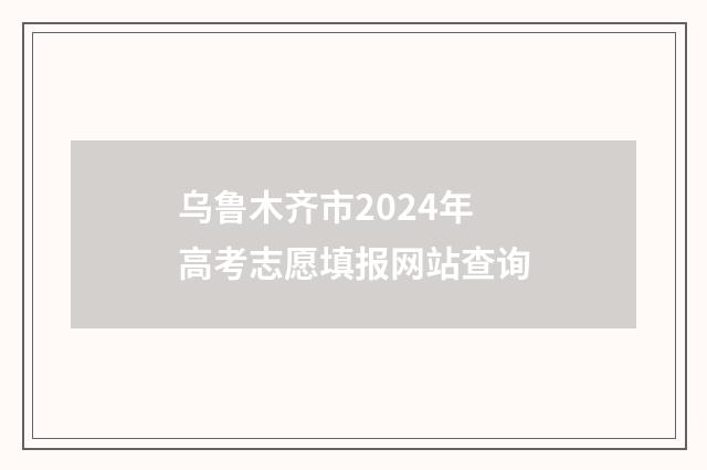 乌鲁木齐市2024年高考志愿填报网站查询